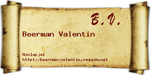 Beerman Valentin névjegykártya